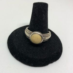 Sterling silver and camel bone ring